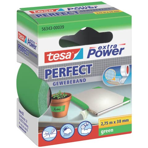 Nastro in tela plastificato XP Perfect 38 mm x 2,75 m Tesa verde 56343-00039-03